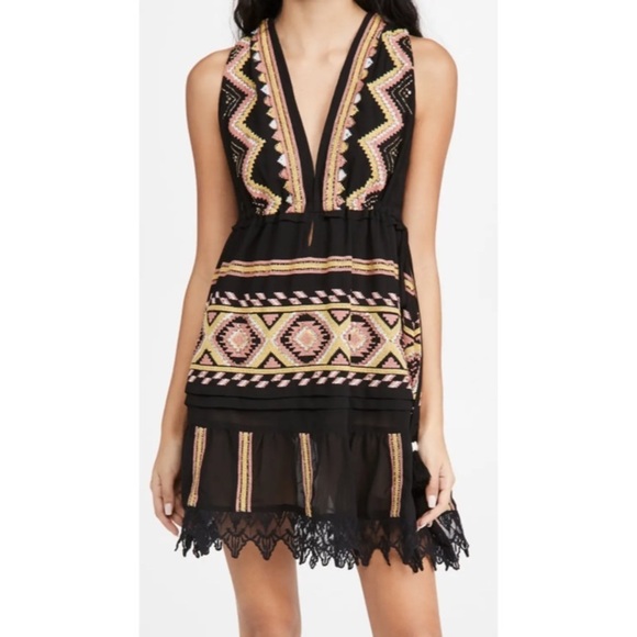 Ramy Brook Dresses & Skirts - RAMY BROOK Kendyl Geometric-Print Bead Embroiderer Mini Coverup Dress EUC Size S